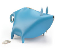 Things I Love today: Blue Leather Piggy Bank