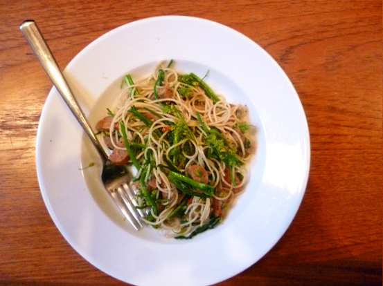 Recipe: Angel Hair with Choi Sum & Sausage