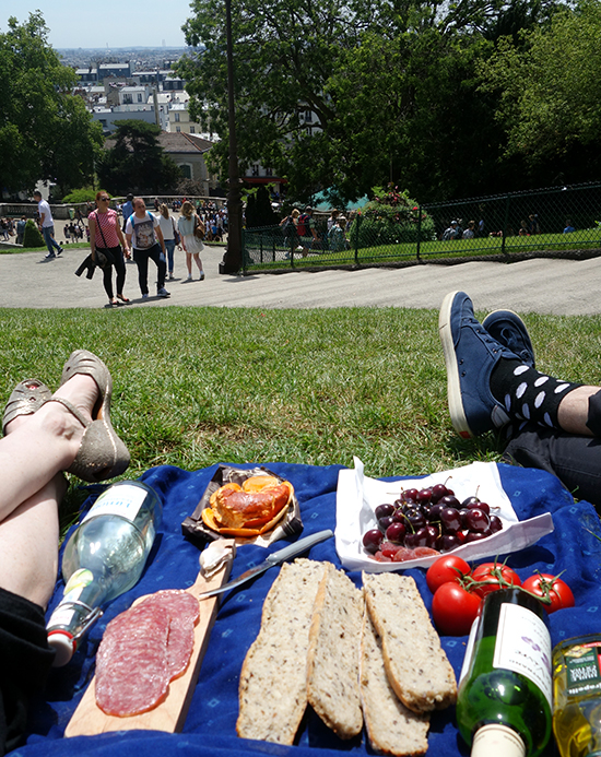 Picnicking on the lawn at Sacre Coeur