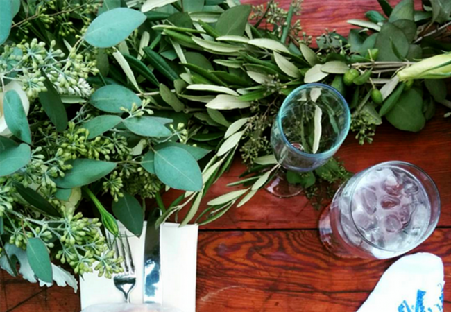DIY Wedding Flowers with Olive Branches, Eucalyptus, Roses & Dahlias