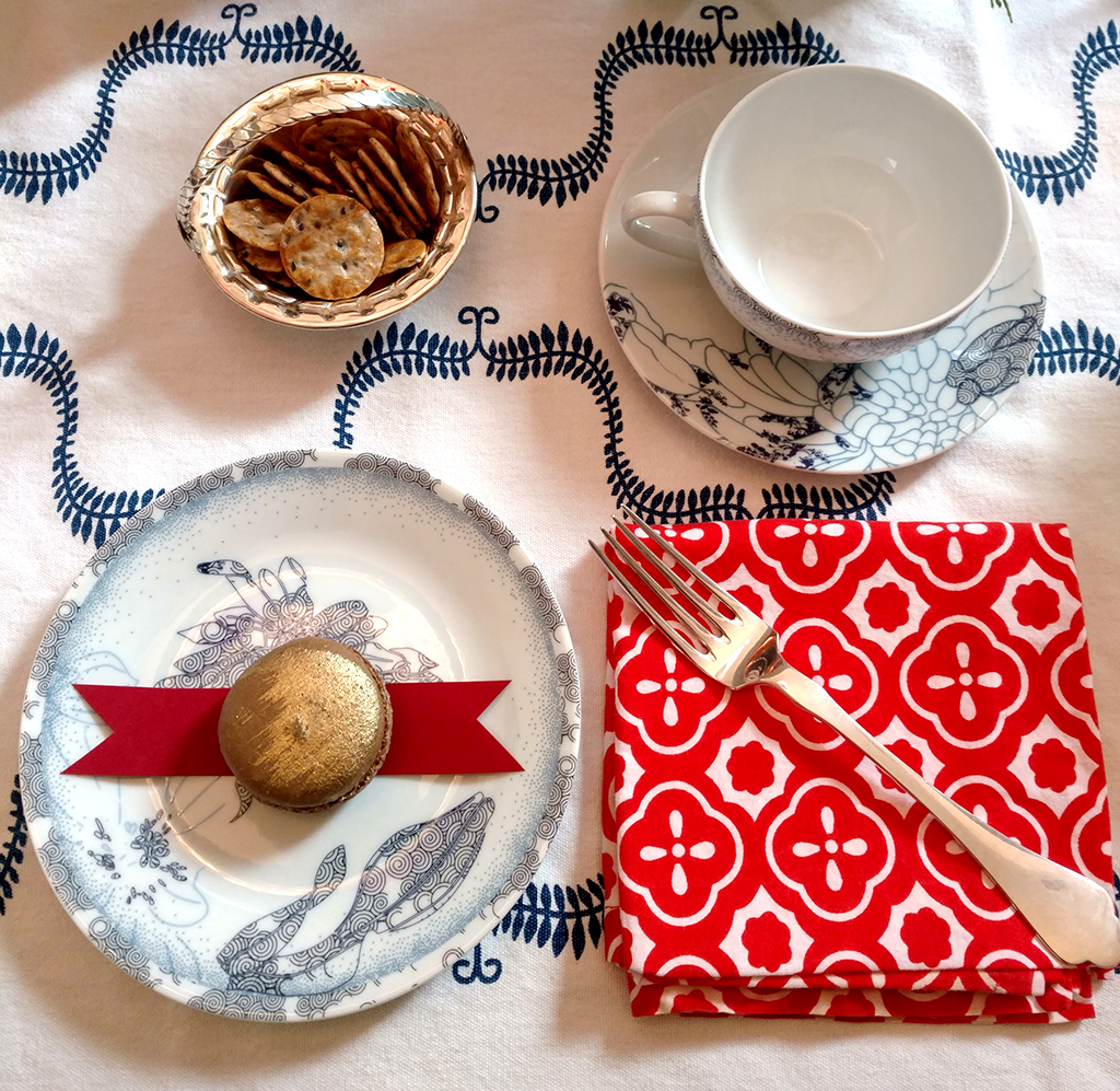 Macaron place setting for tea party