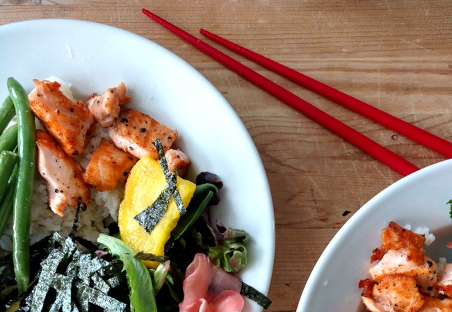 15-Minute Japanese Rice Bowls with Salmon and Avocado