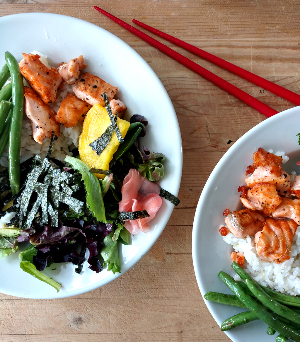 15-Minute Japanese Rice Bowls with Salmon and Avocado