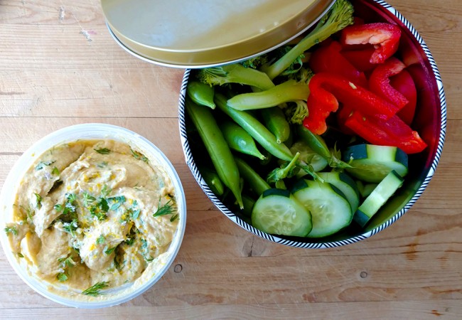 Lemon Herb Hummus for a Picnic at the Museum
