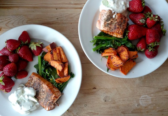 15-minute grilled salmon with fresh mint tzatziki