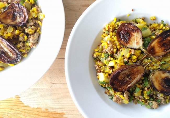 Lamb Pilaf with Preserved Lemons, Mint and Eggplant